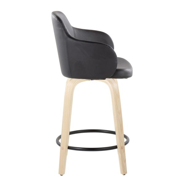 Boyne 24 Contemporary Black Faux Leather Counter Stools Set of 2 2