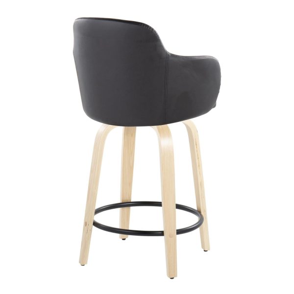 Boyne 24 Contemporary Black Faux Leather Counter Stools Set of 2 3