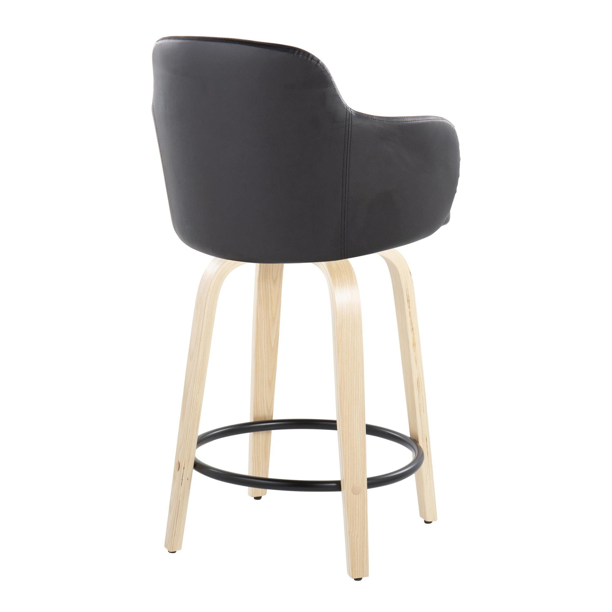 Boyne 24 Contemporary Black Faux Leather Counter Stools (Set of 2) 4 Boyne 24 Contemporary Black Faux Leather Counter Stools (Set of 2) - Image 4