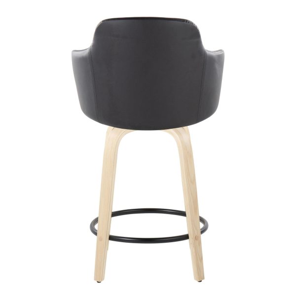Boyne 24 Contemporary Black Faux Leather Counter Stools Set of 2 4