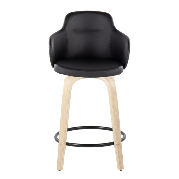 Boyne 24 Contemporary Black Faux Leather Counter Stools Set of 2 5