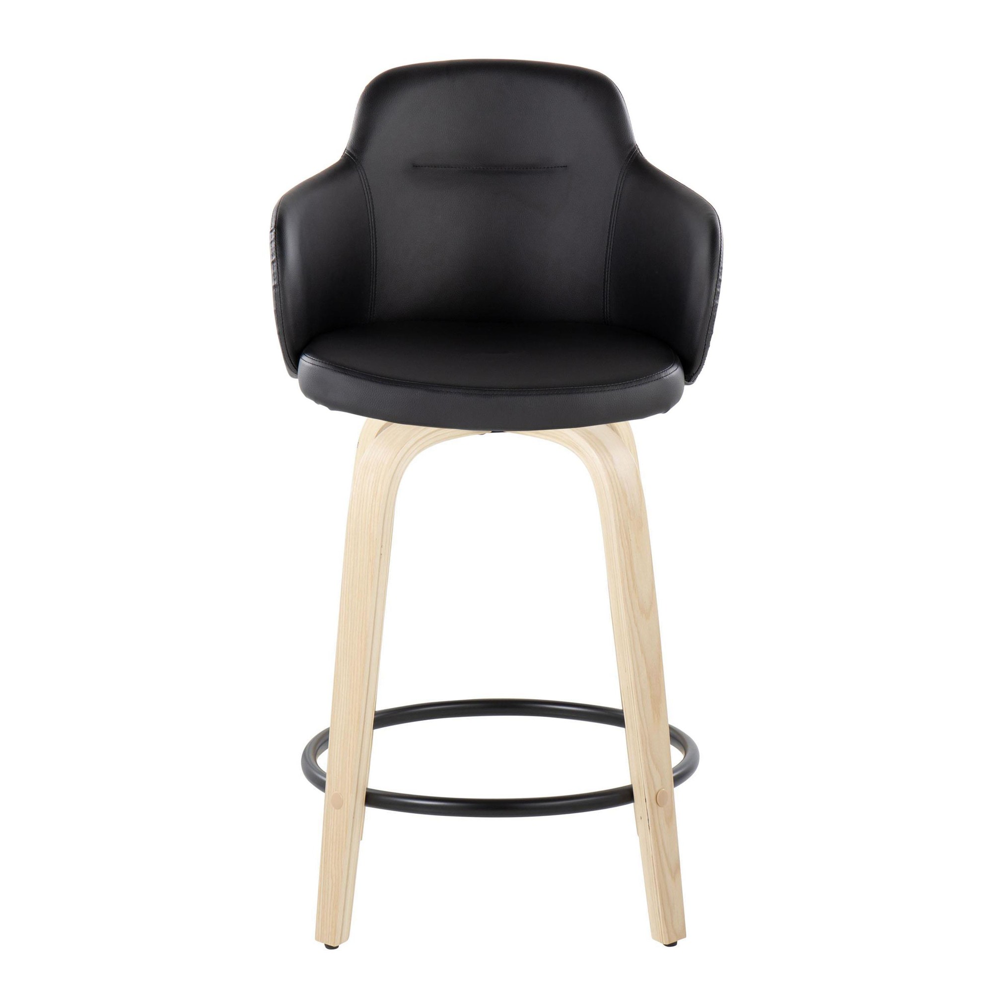 Boyne 24 Contemporary Black Faux Leather Counter Stools (Set of 2) 6 Boyne 24 Contemporary Black Faux Leather Counter Stools (Set of 2) - Image 6