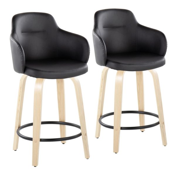 Boyne 24 Contemporary Black Faux Leather Counter Stools Set of 2
