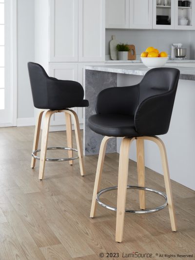 Boyne 24 Contemporary Black Swivel Counter Stools (Set of 2)