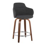 Boyne 24 Contemporary Dark Grey Swivel Counter Stools (Set of 2)