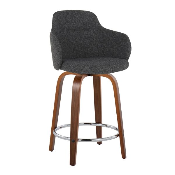 Boyne 24 Contemporary Dark Grey Swivel Counter Stools Set of 2 1