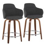 Boyne 24 Contemporary Dark Grey Swivel Counter Stools (Set of 2)