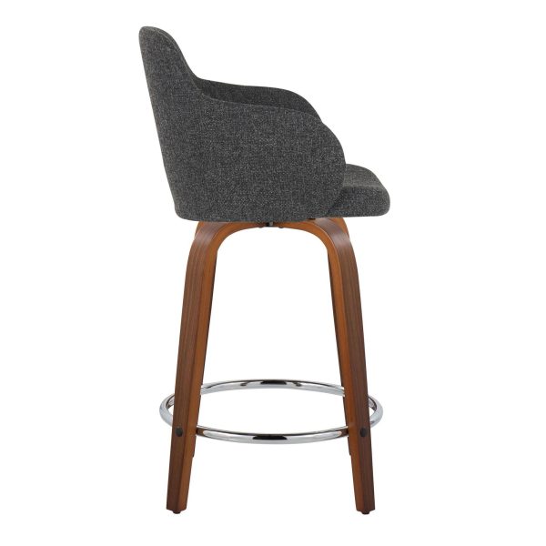 Boyne 24 Contemporary Dark Grey Swivel Counter Stools Set of 2 2