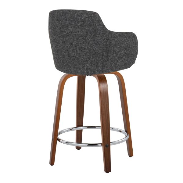 Boyne 24 Contemporary Dark Grey Swivel Counter Stools Set of 2 3