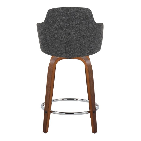 Boyne 24 Contemporary Dark Grey Swivel Counter Stools Set of 2 4