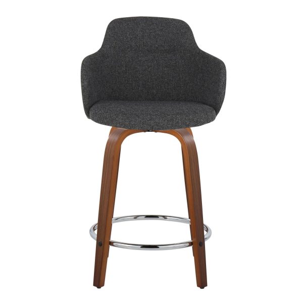 Boyne 24 Contemporary Dark Grey Swivel Counter Stools Set of 2 5