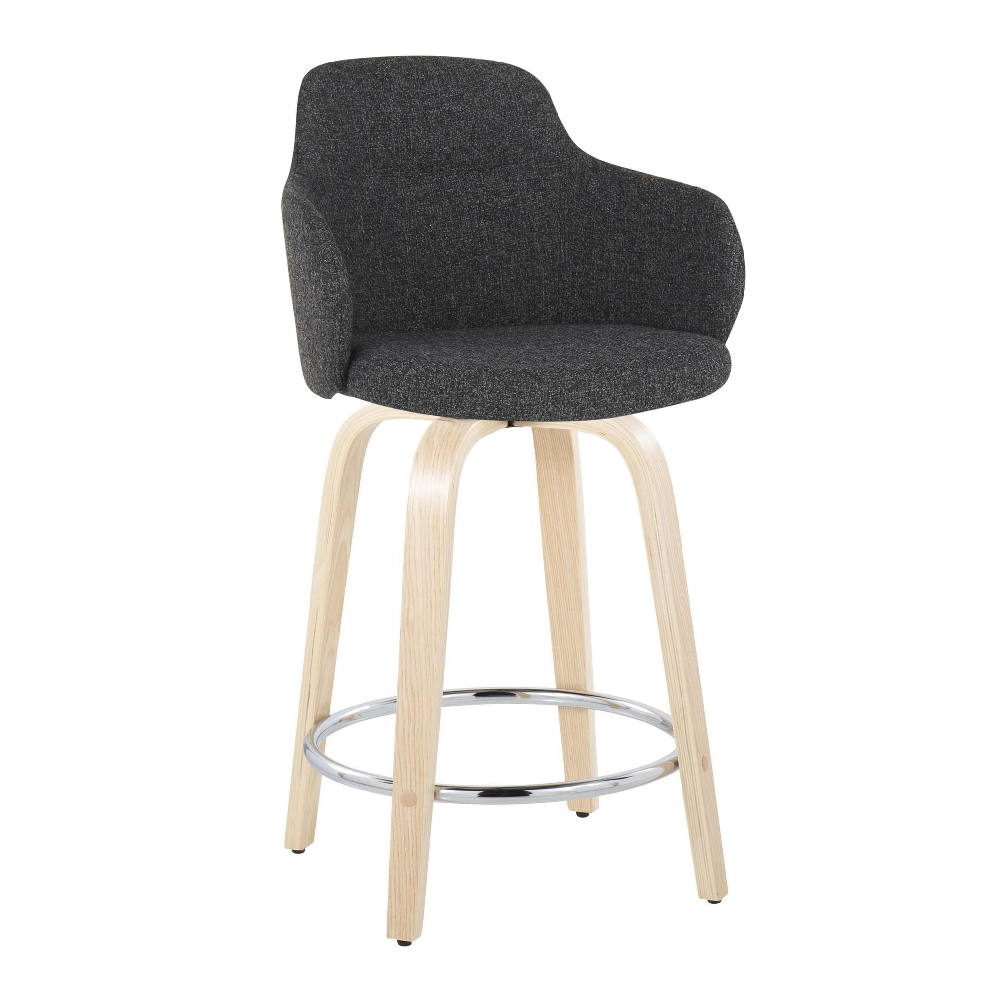 Boyne 24 Contemporary Dark Grey Swivel Counter Stools w/ Chrome Metal Footrest (Set of 2) 6 Boyne 24 Contemporary Dark Grey Swivel Counter Stools w/ Chrome Metal Footrest (Set of 2) - Image 6