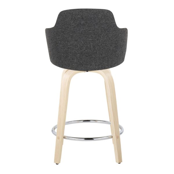 Boyne 24 Contemporary Dark Grey Swivel Counter Stools w Chrome Metal Footrest Set of 2 8