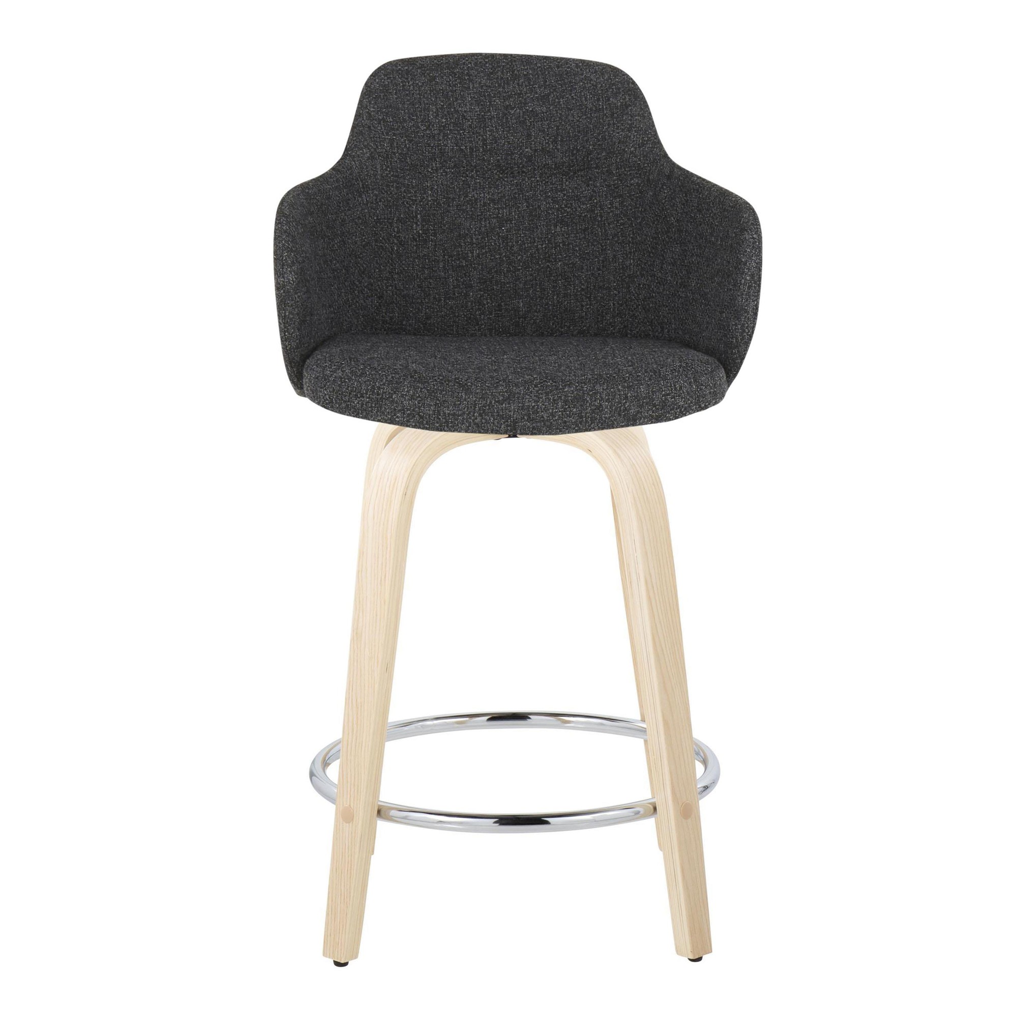 Boyne 24 Contemporary Dark Grey Swivel Counter Stools w/ Chrome Metal Footrest (Set of 2) 10 Boyne 24 Contemporary Dark Grey Swivel Counter Stools w/ Chrome Metal Footrest (Set of 2) - Image 10