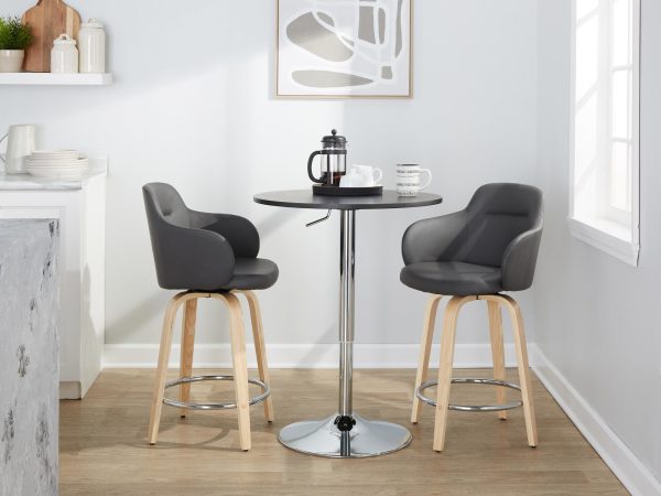 Boyne 24 Contemporary Grey Faux Leather Swivel Stools Set of 2 3