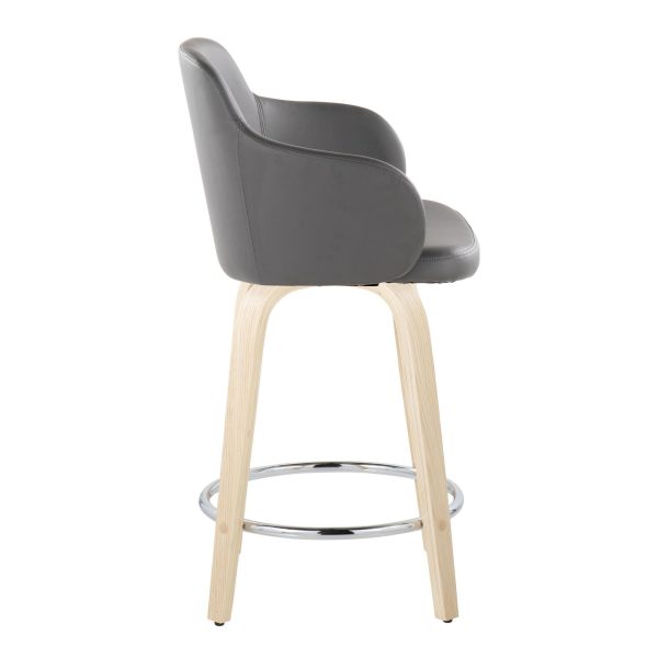 Boyne 24 Contemporary Grey Faux Leather Swivel Stools Set of 2 5