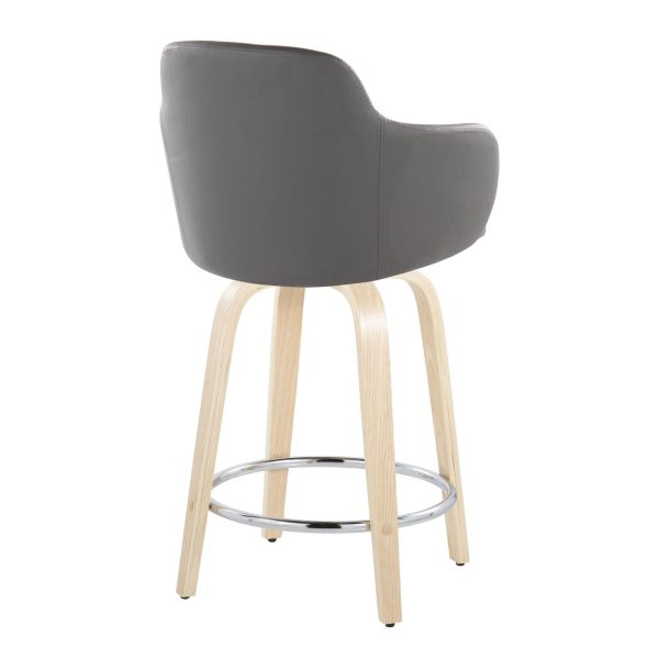 Boyne 24 Contemporary Grey Faux Leather Swivel Stools Set of 2 7