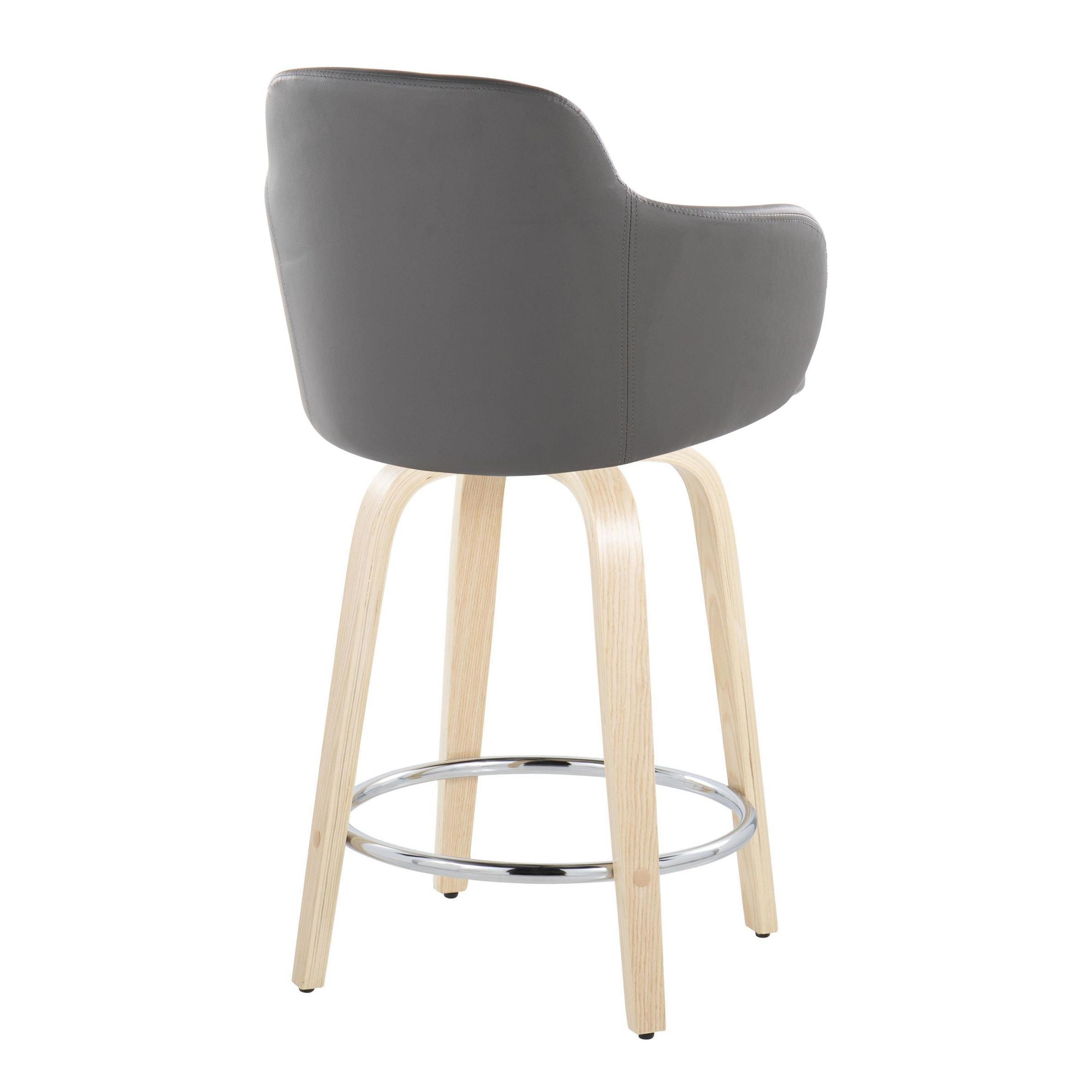 Boyne 24 Contemporary Grey Faux Leather Swivel Stools (Set of 2) 8 Boyne 24 Contemporary Grey Faux Leather Swivel Stools (Set of 2) - Image 8