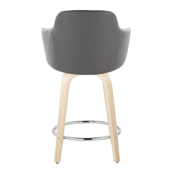 Boyne 24 Contemporary Grey Faux Leather Swivel Stools Set of 2 8