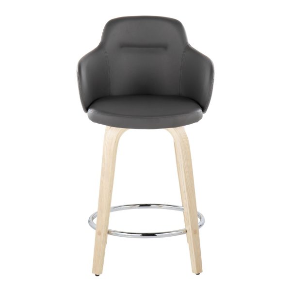 Boyne 24 Contemporary Grey Faux Leather Swivel Stools Set of 2 9