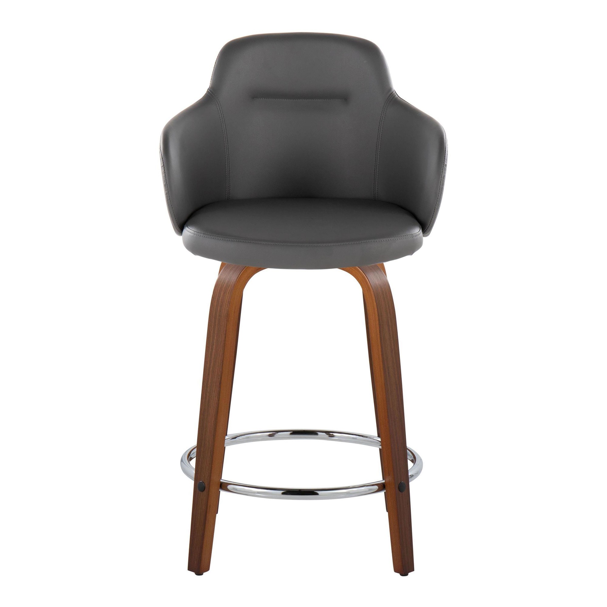 Boyne 24 Contemporary Walnut Grey Swivel Counter Stools (Set of 2) 6 Boyne 24 Contemporary Walnut Grey Swivel Counter Stools (Set of 2) - Image 6