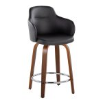 Boyne 24 Contemporary Walnut and Black Swivel Stools (Set of 2) 9 Boyne 24 Contemporary Walnut and Black Swivel Stools (Set of 2)