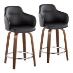 Boyne 24 Contemporary Walnut and Black Swivel Stools (Set of 2) 8 Boyne 24 Contemporary Walnut and Black Swivel Stools (Set of 2)