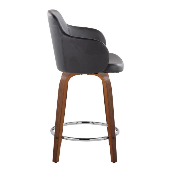 Boyne 24 Contemporary Walnut and Black Swivel Stools Set of 2 2