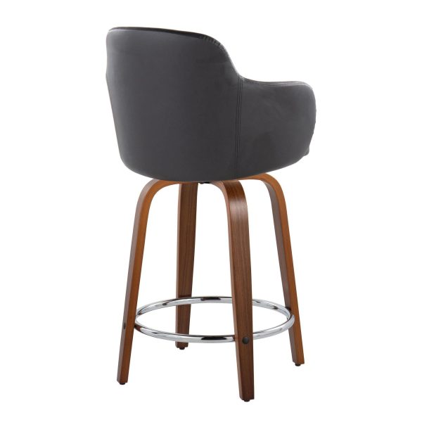Boyne 24 Contemporary Walnut and Black Swivel Stools Set of 2 3