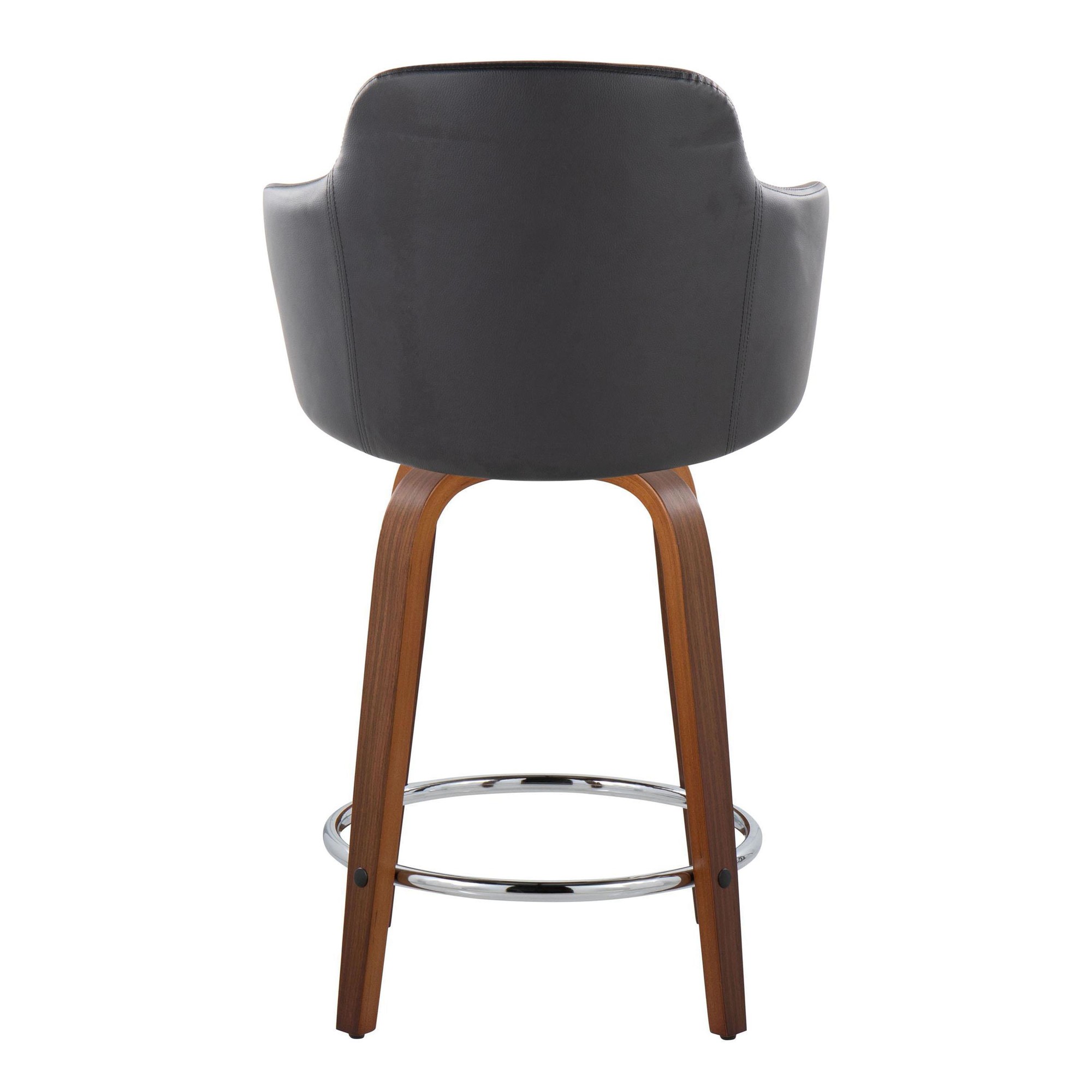 Boyne 24 Contemporary Walnut and Black Swivel Stools (Set of 2) 5 Boyne 24 Contemporary Walnut and Black Swivel Stools (Set of 2) - Image 5