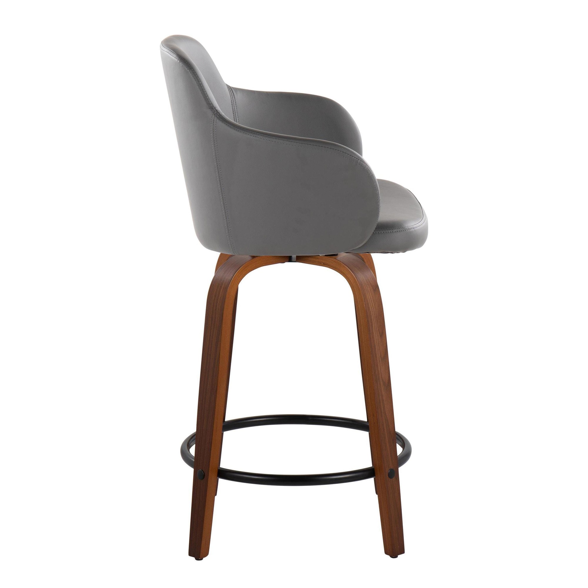 Boyne 24 Grey Faux Leather Contemporary Swivel Stools (Set of 2) 7 Boyne 24 Grey Faux Leather Contemporary Swivel Stools (Set of 2) - Image 7