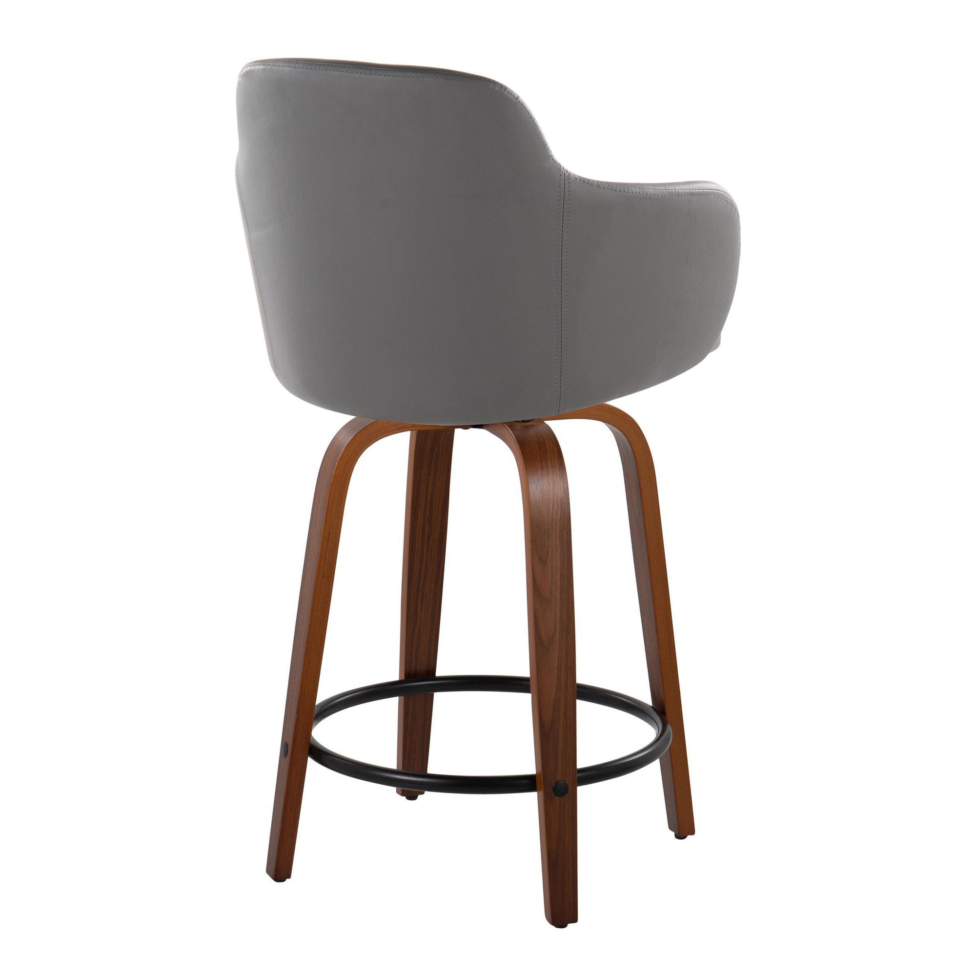 Boyne 24 Grey Faux Leather Contemporary Swivel Stools (Set of 2) 8 Boyne 24 Grey Faux Leather Contemporary Swivel Stools (Set of 2) - Image 8