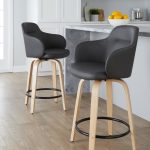 Boyne 24 Grey Faux Leather Contemporary Swivel Stools w/ Black Metal Footrest (Set of 2) 13 Boyne 24 Grey Faux Leather Contemporary Swivel Stools w/ Black Metal Footrest (Set of 2)