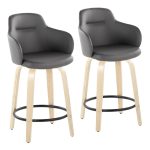 Boyne 24 Grey Faux Leather Contemporary Swivel Stools w/ Black Metal Footrest (Set of 2) 16 Boyne 24 Grey Faux Leather Contemporary Swivel Stools w/ Black Metal Footrest (Set of 2)