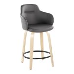 Boyne 24 Grey Faux Leather Contemporary Swivel Stools w/ Black Metal Footrest (Set of 2) 17 Boyne 24 Grey Faux Leather Contemporary Swivel Stools w/ Black Metal Footrest (Set of 2)