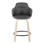 Boyne 24 Grey Faux Leather Contemporary Swivel Stools w/ Black Metal Footrest (Set of 2) 21 Boyne 24 Grey Faux Leather Contemporary Swivel Stools w/ Black Metal Footrest (Set of 2)