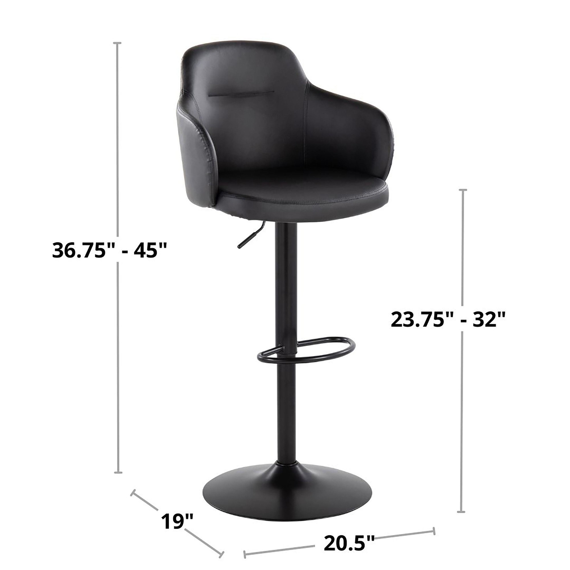 Boyne Black Faux Leather Chrome Contemporary Barstools (Set of 2) 11 Boyne Black Faux Leather Chrome Contemporary Barstools (Set of 2) - Image 11