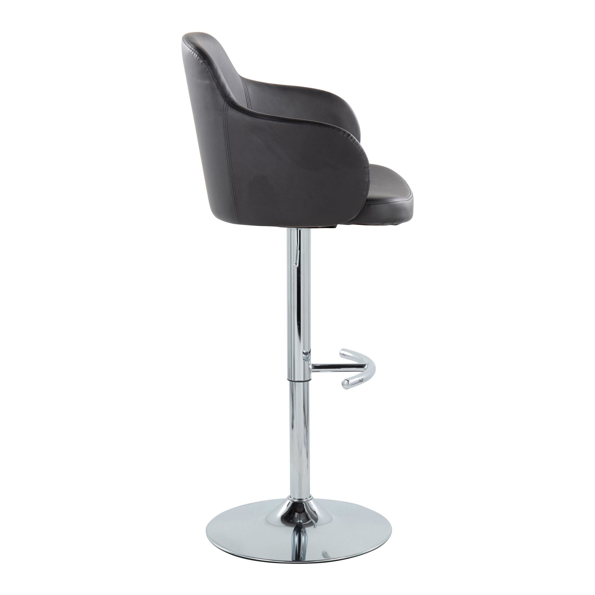 Boyne Black Faux Leather Chrome Contemporary Barstools (Set of 2) 7 Boyne Black Faux Leather Chrome Contemporary Barstools (Set of 2) - Image 7