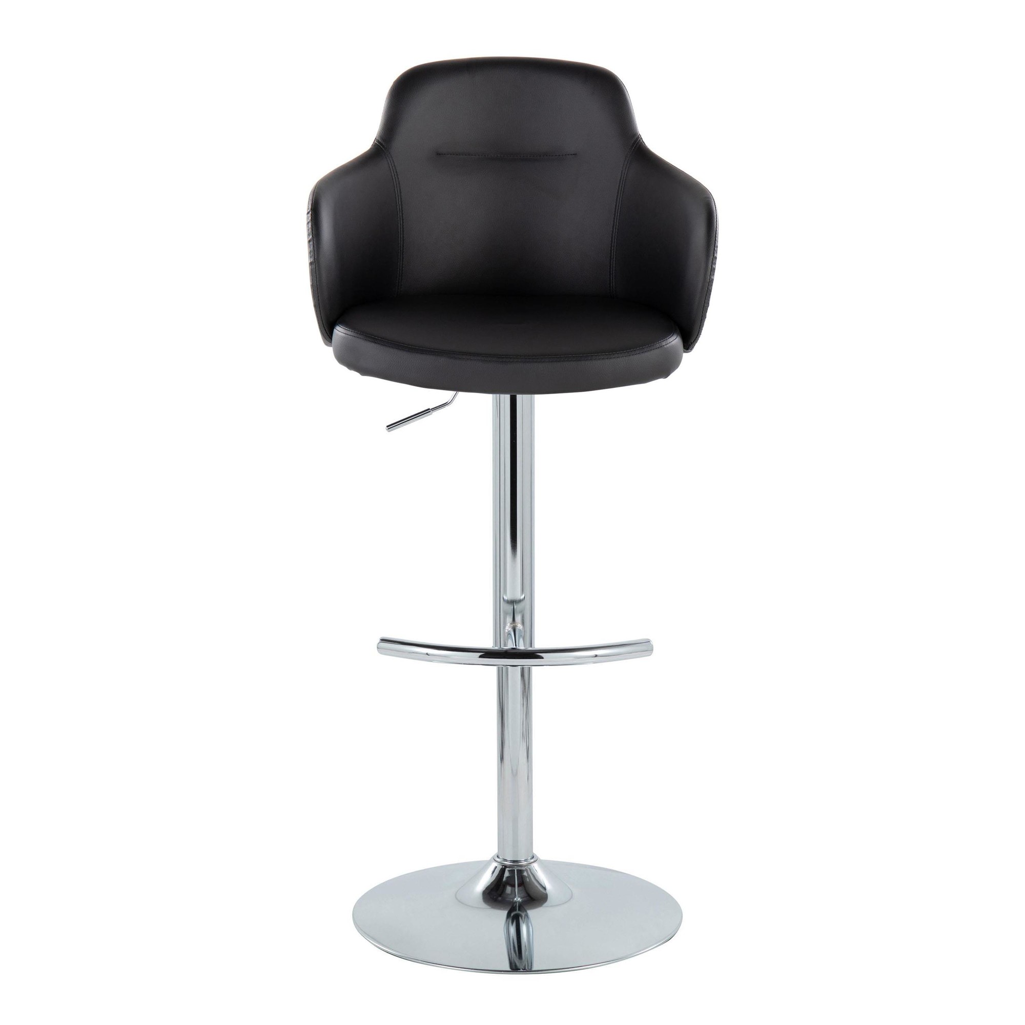 Boyne Black Faux Leather Chrome Contemporary Barstools (Set of 2) 10 Boyne Black Faux Leather Chrome Contemporary Barstools (Set of 2) - Image 10