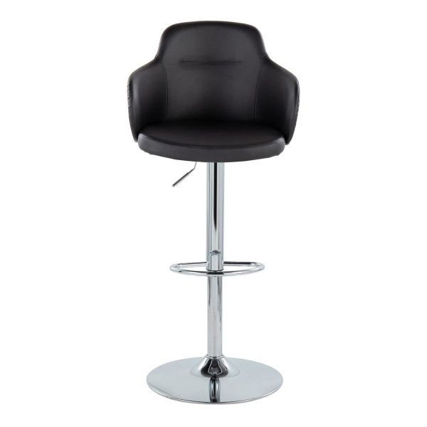 Boyne Black Faux Leather Contemporary Swivel Barstools Set of 2 11
