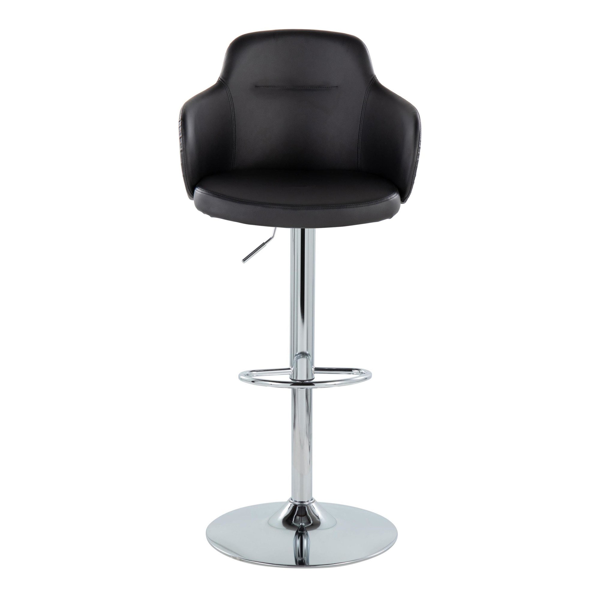 Boyne Black Faux Leather Contemporary Swivel Barstools (Set of 2) 12 Boyne Black Faux Leather Contemporary Swivel Barstools (Set of 2) - Image 12