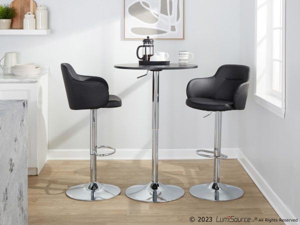 Boyne Black Faux Leather Contemporary Swivel Barstools Set of 2 2