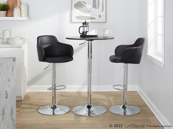 Boyne Black Faux Leather Contemporary Swivel Barstools Set of 2 3