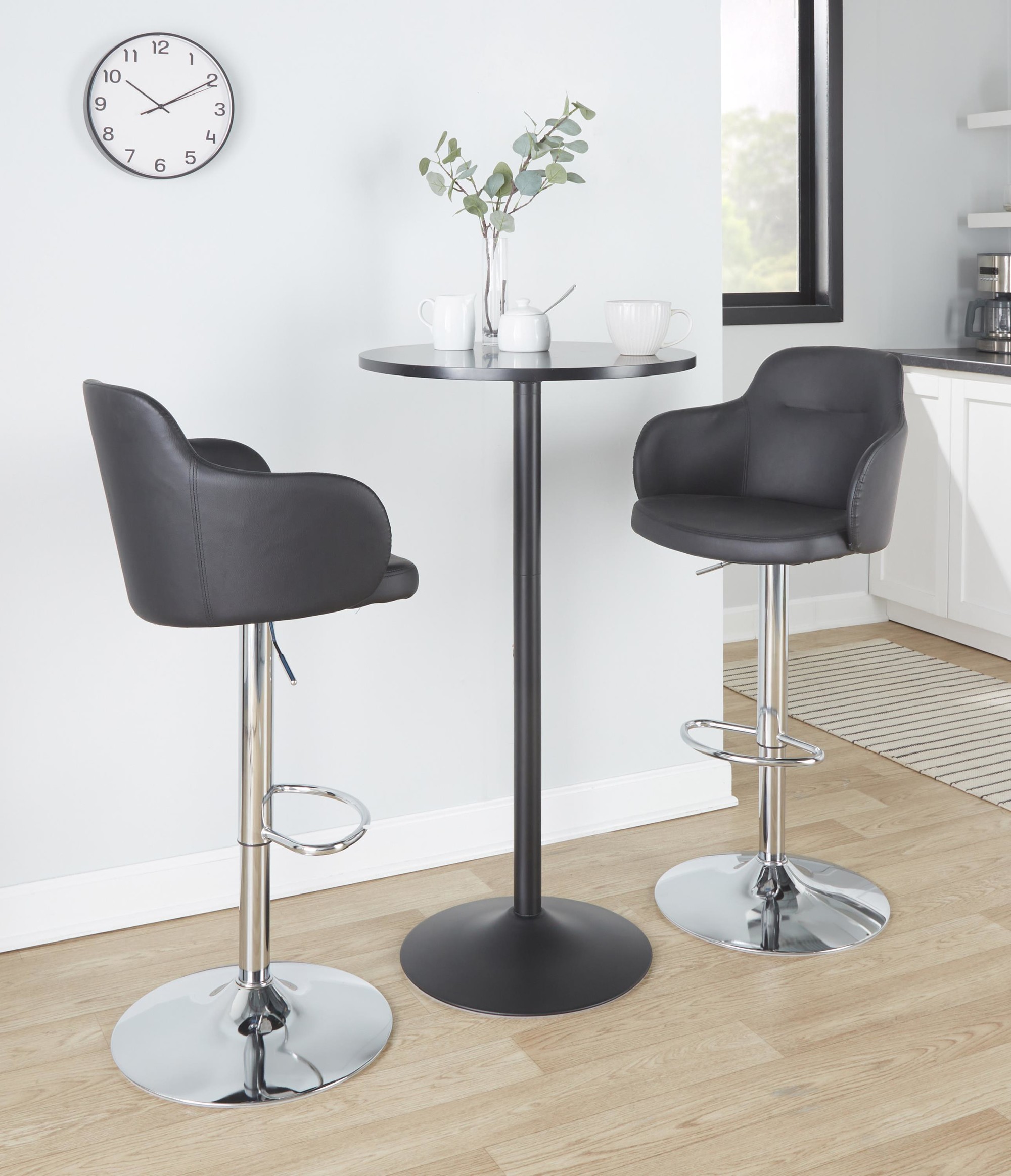 Boyne Black Faux Leather Contemporary Swivel Barstools (Set of 2) 6 Boyne Black Faux Leather Contemporary Swivel Barstools (Set of 2) - Image 6