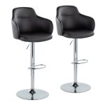 Boyne Black Faux Leather Contemporary Swivel Barstools (Set of 2) 22 Boyne Black Faux Leather Contemporary Swivel Barstools (Set of 2)