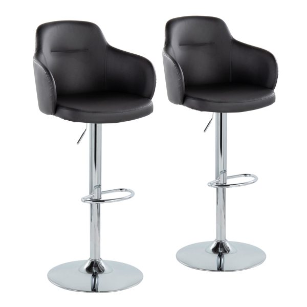 Boyne Black Faux Leather Contemporary Swivel Barstools Set of 2 6