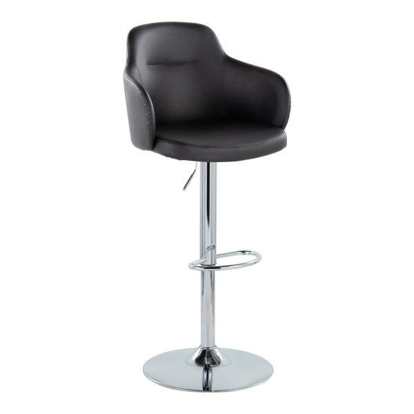 Boyne Black Faux Leather Contemporary Swivel Barstools Set of 2 7