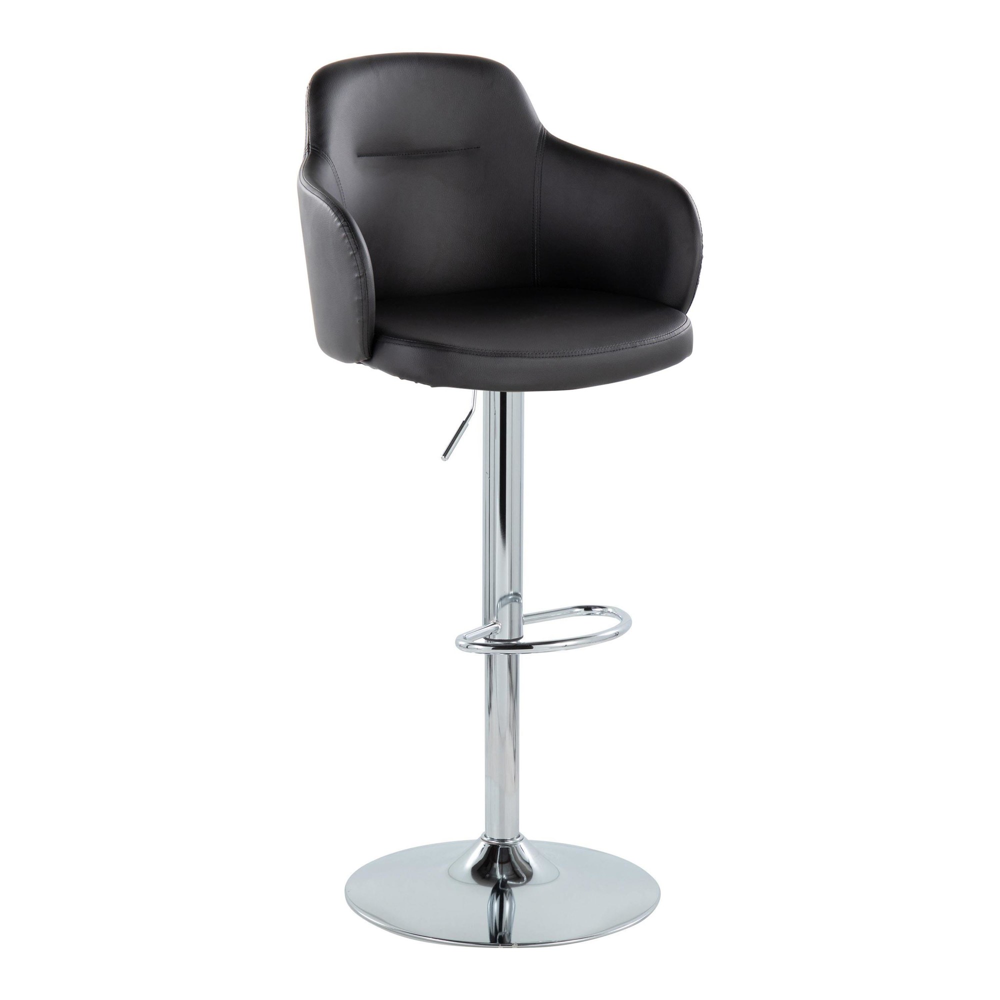 Boyne Black Faux Leather Contemporary Swivel Barstools (Set of 2) 8 Boyne Black Faux Leather Contemporary Swivel Barstools (Set of 2) - Image 8
