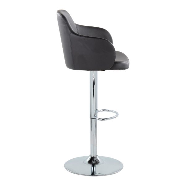 Boyne Black Faux Leather Contemporary Swivel Barstools Set of 2 8