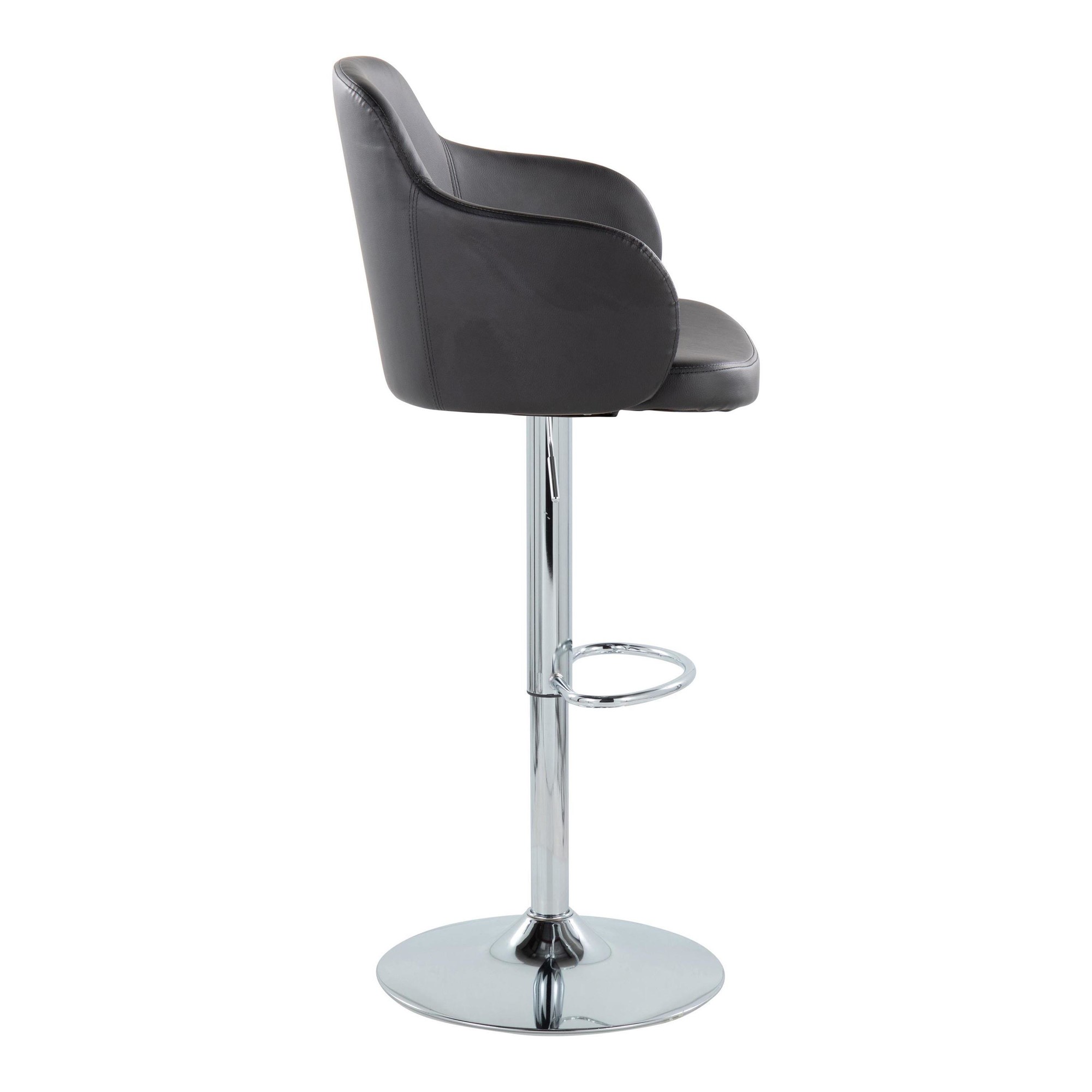 Boyne Black Faux Leather Contemporary Swivel Barstools (Set of 2) 9 Boyne Black Faux Leather Contemporary Swivel Barstools (Set of 2) - Image 9
